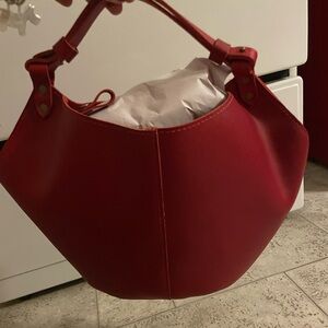 Portland leather  kangaroo small in ruby red brand new